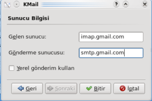 Kmail Ayarları 2- Sunucu Ayarları