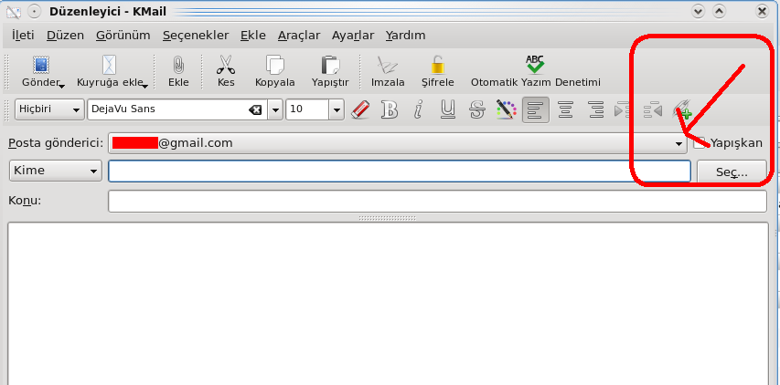 Kmail Ayarlar 6 - Posta Gönderici Seçimi